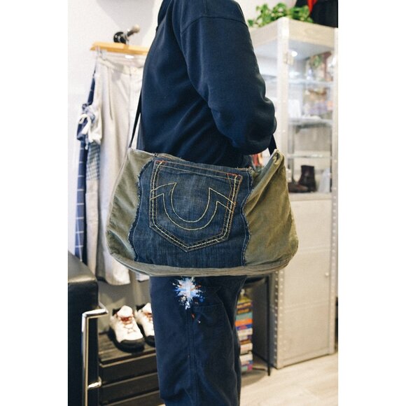 Rework True Religion Denim Wide Side Bag - Picture 1 of 8